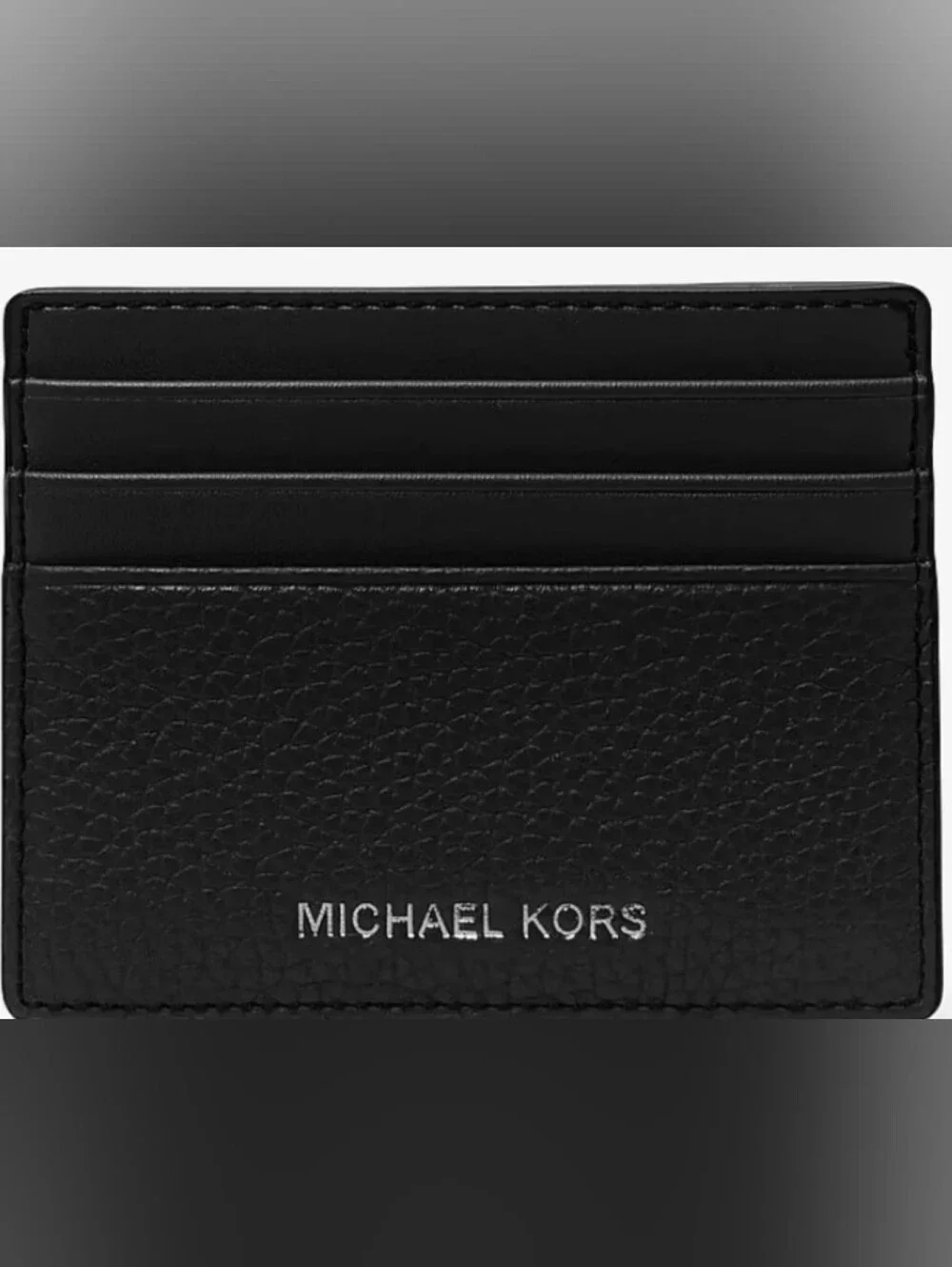 Michael Kors* Black Leather Tall Card Holder With Slip Top* Authentic